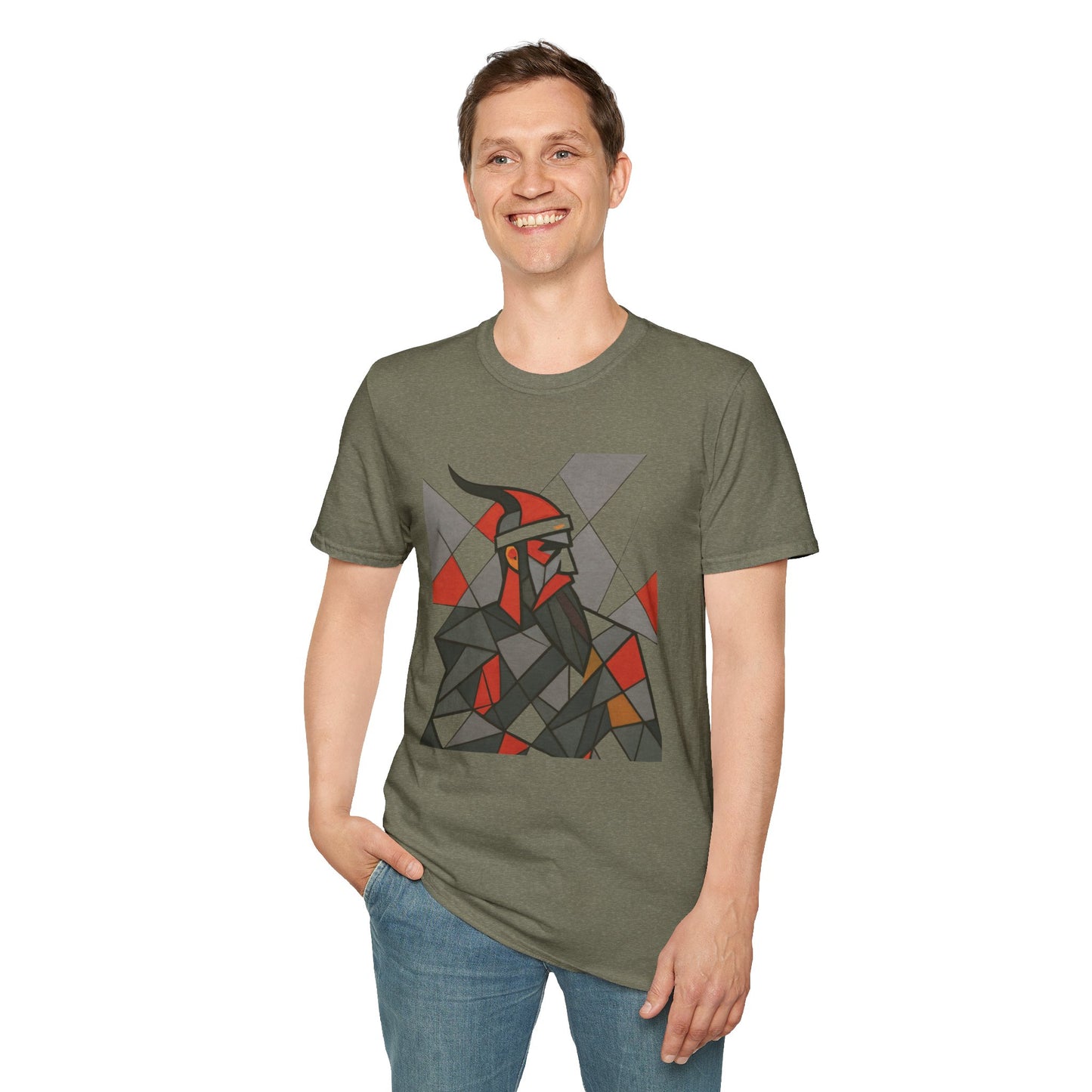 Skanderbeu Geometric Art T-Shirt, Albanian Hero Tee, (Adult Unisex) - Mutlicolor