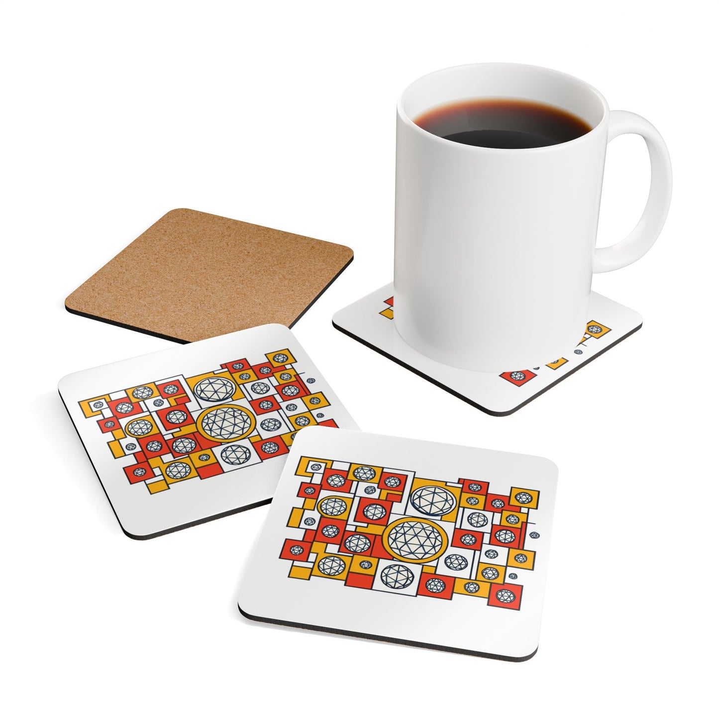 Geometric Heritage Coaster Set, Inspired by Plish-shaped domes of National Library of Kosovo