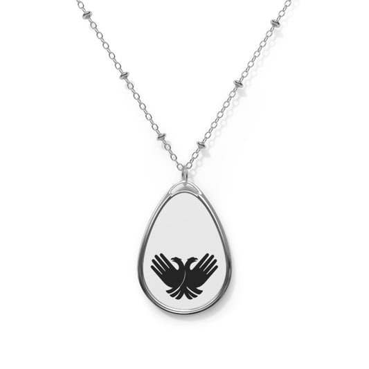 Oval Necklace, Albanian Heritage, Jewelry Gift, Patriotic Necklace, Eagle Gesture
