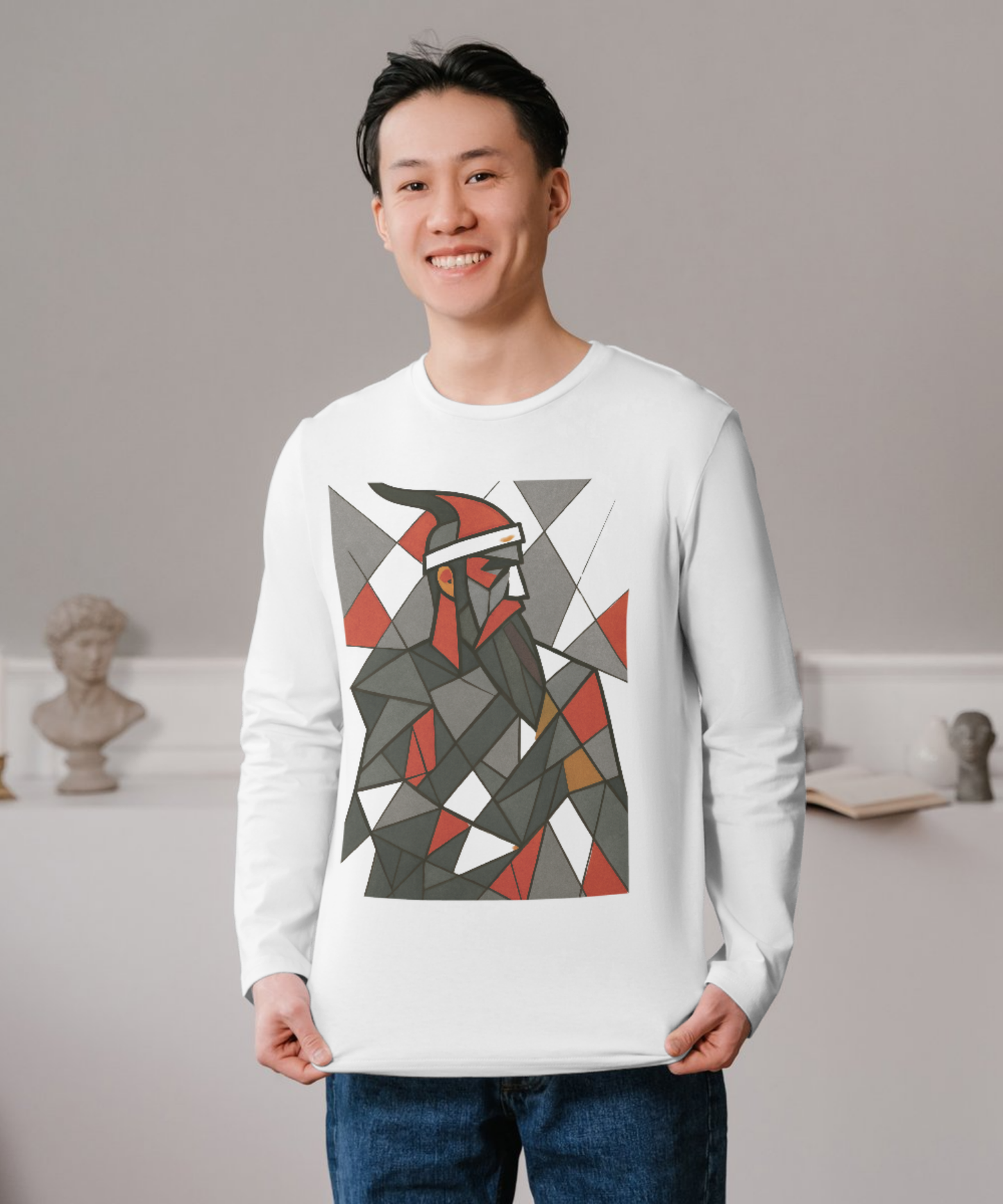 Geometric Long Sleeve Tee, Gjergj Kastrioti Skenderbeu - Unisex