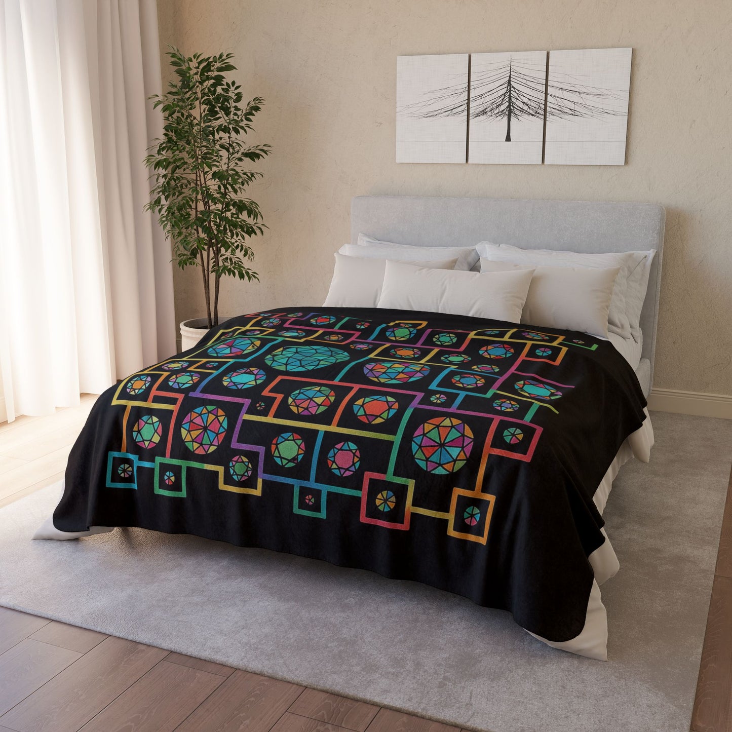 Geometric Boho Heritage Fleece Sherpa Blanket