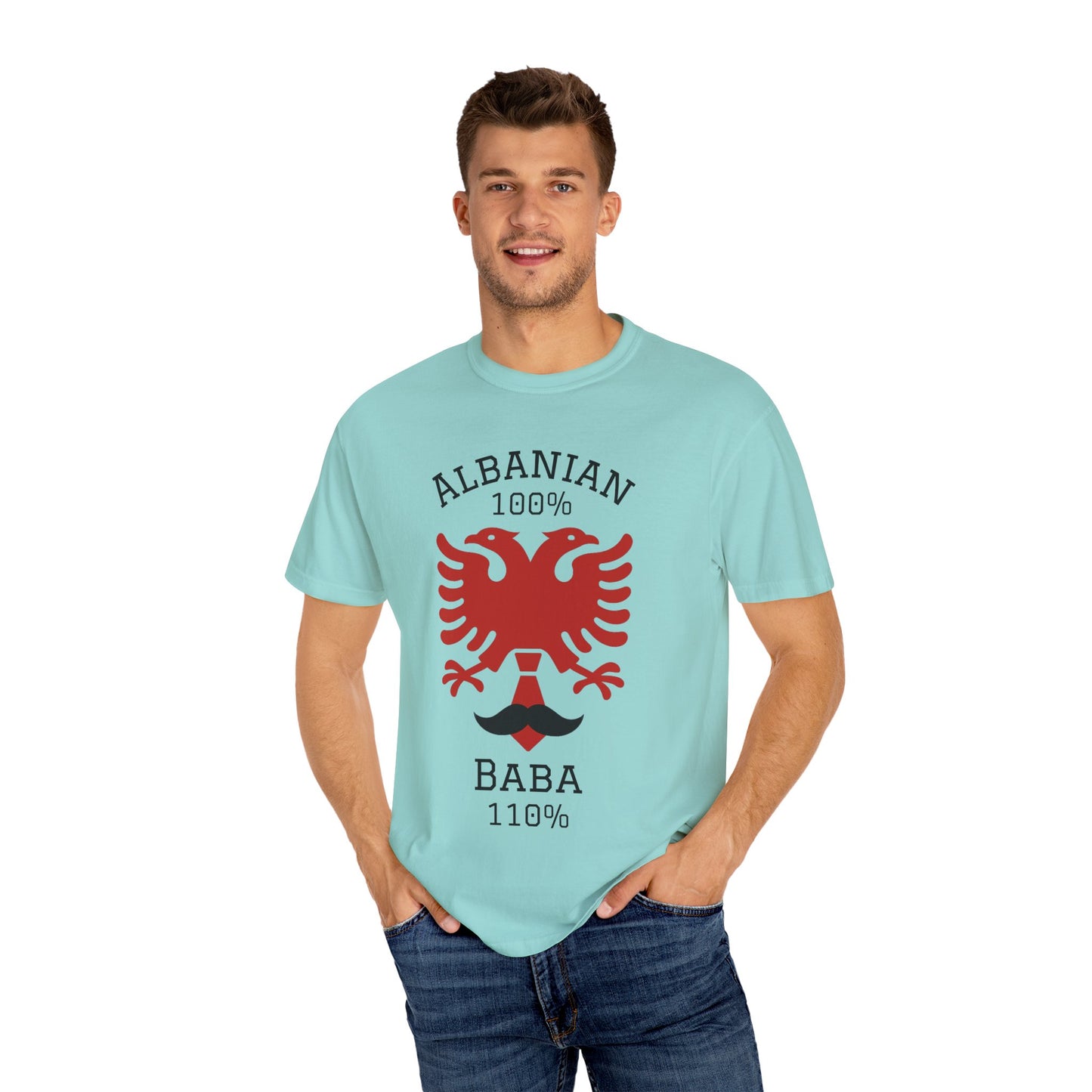 110% Baba - Albanian Dad T-Shirt | Father's Day Gift with Eagle Motif
