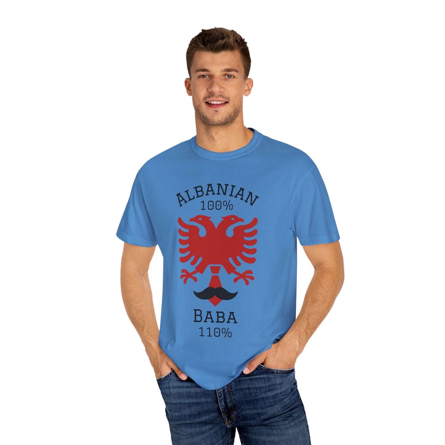 110% Baba - Albanian Dad T-Shirt | Father's Day Gift with Eagle Motif