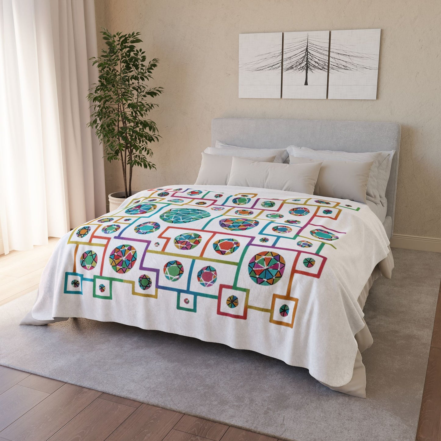 Geometric Boho Heritage Fleece Sherpa Blanket