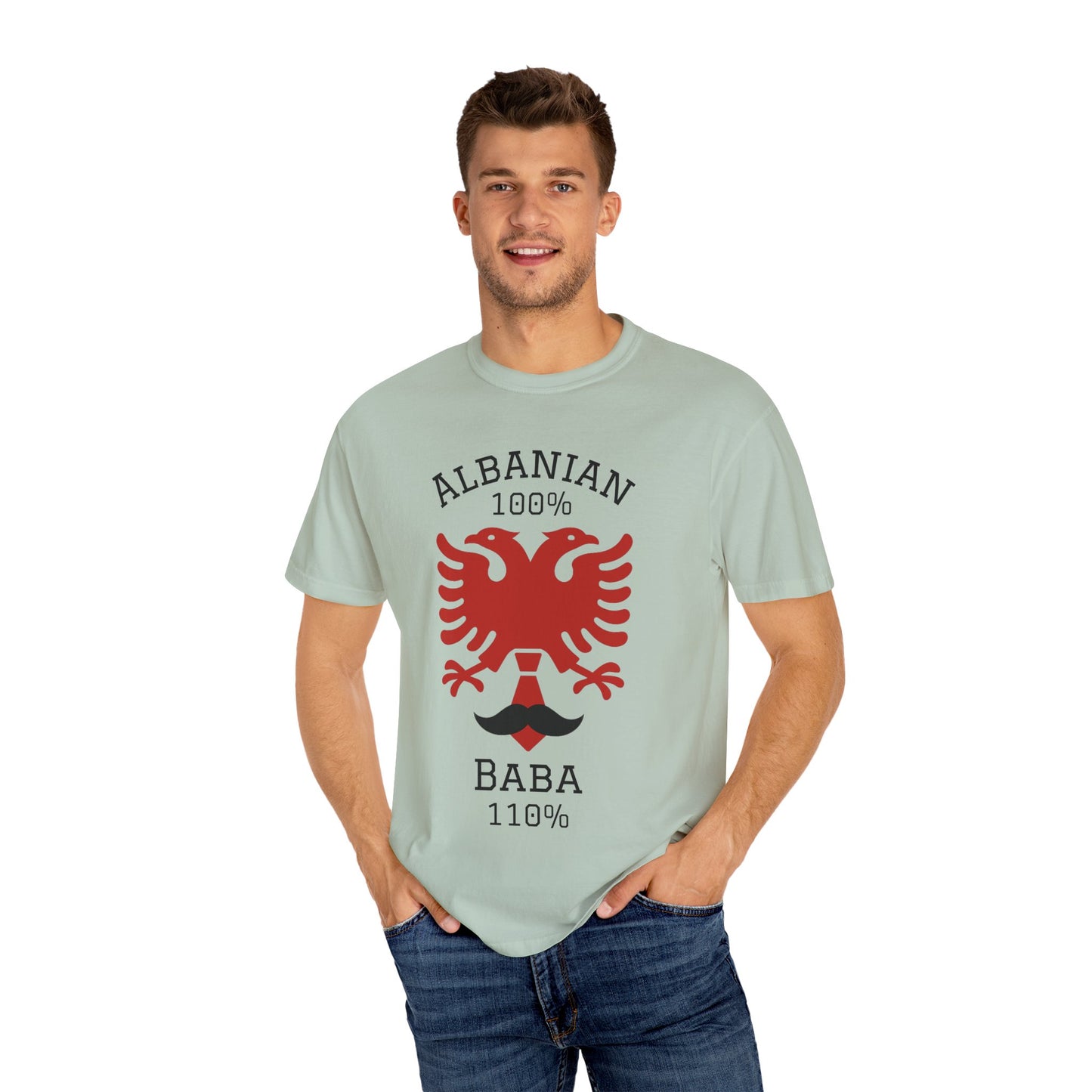 110% Baba - Albanian Dad T-Shirt | Father's Day Gift with Eagle Motif