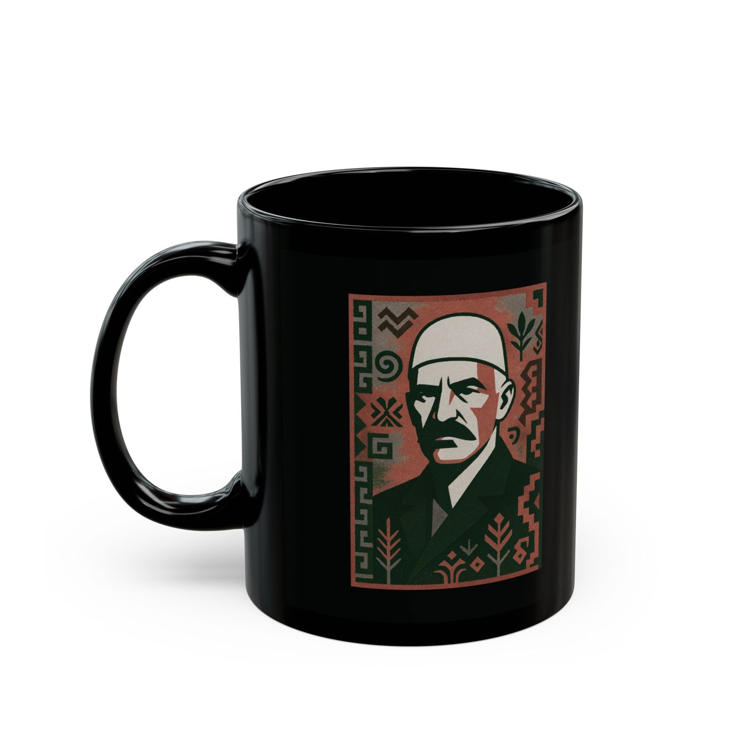 Isa Boletini Patriotic Mug, Albanian Heritage Gift - Black and White