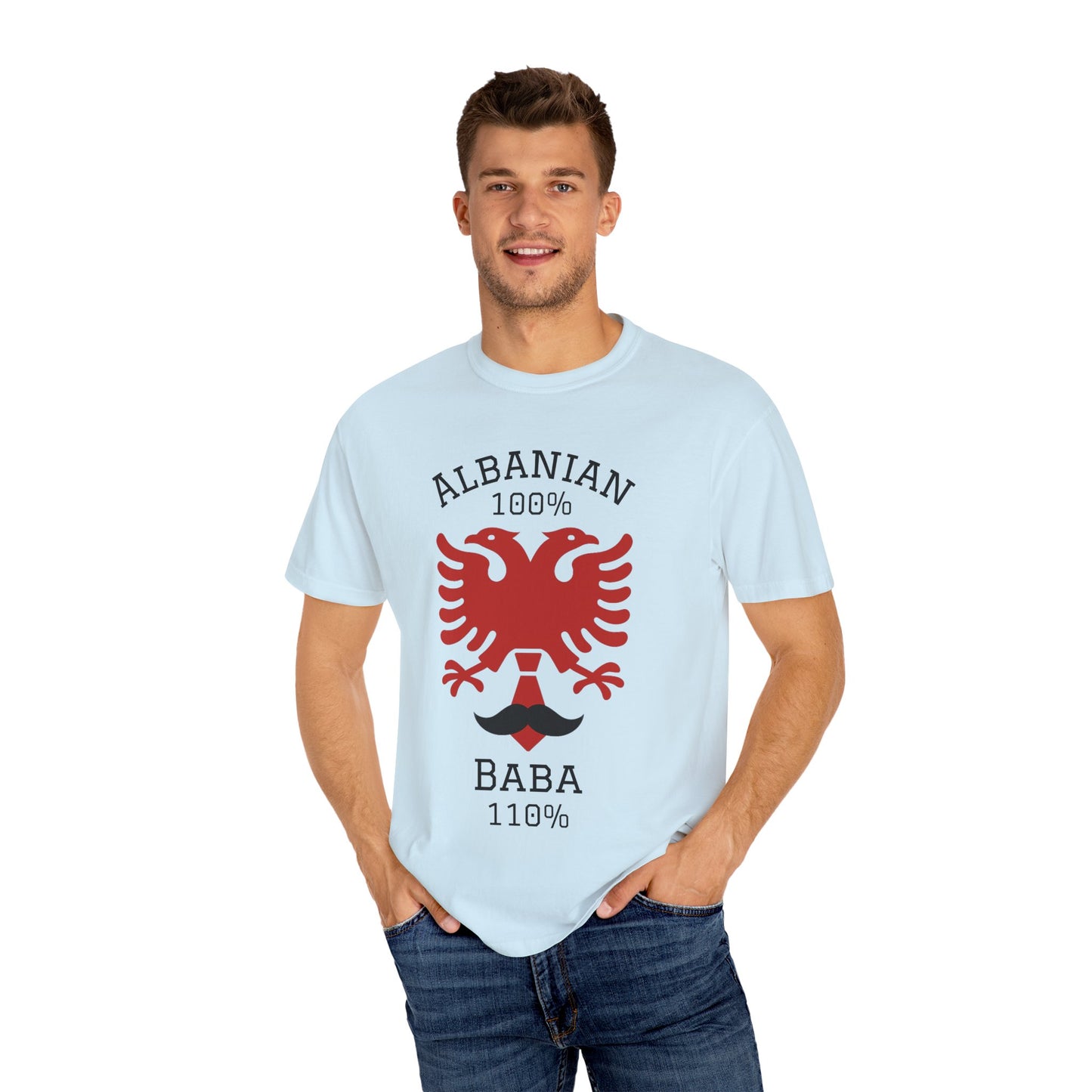 110% Baba - Albanian Dad T-Shirt | Father's Day Gift with Eagle Motif