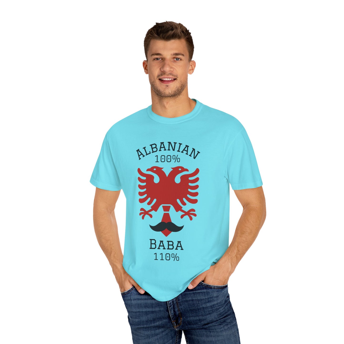 110% Baba - Albanian Dad T-Shirt | Father's Day Gift with Eagle Motif