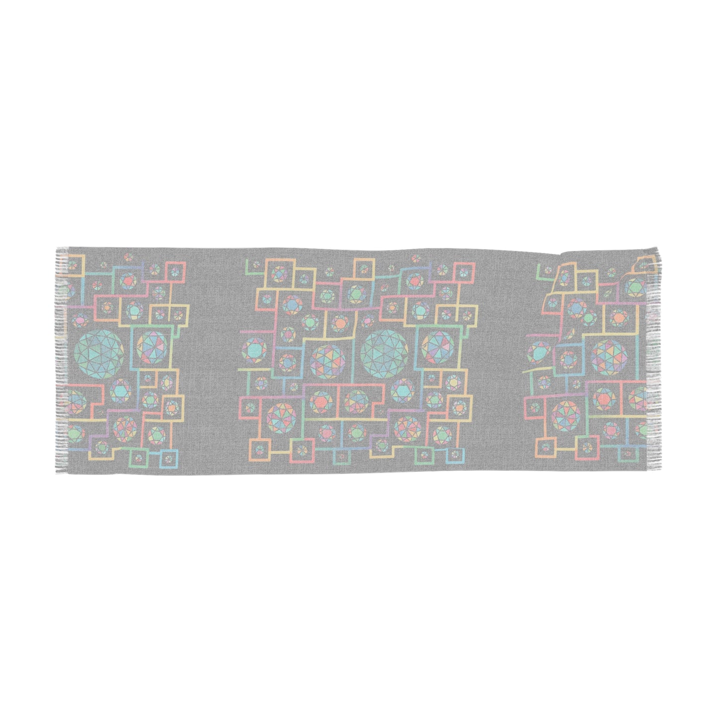 Geometric Heritage Patterned Light Scarf, Boho Chic Accessory