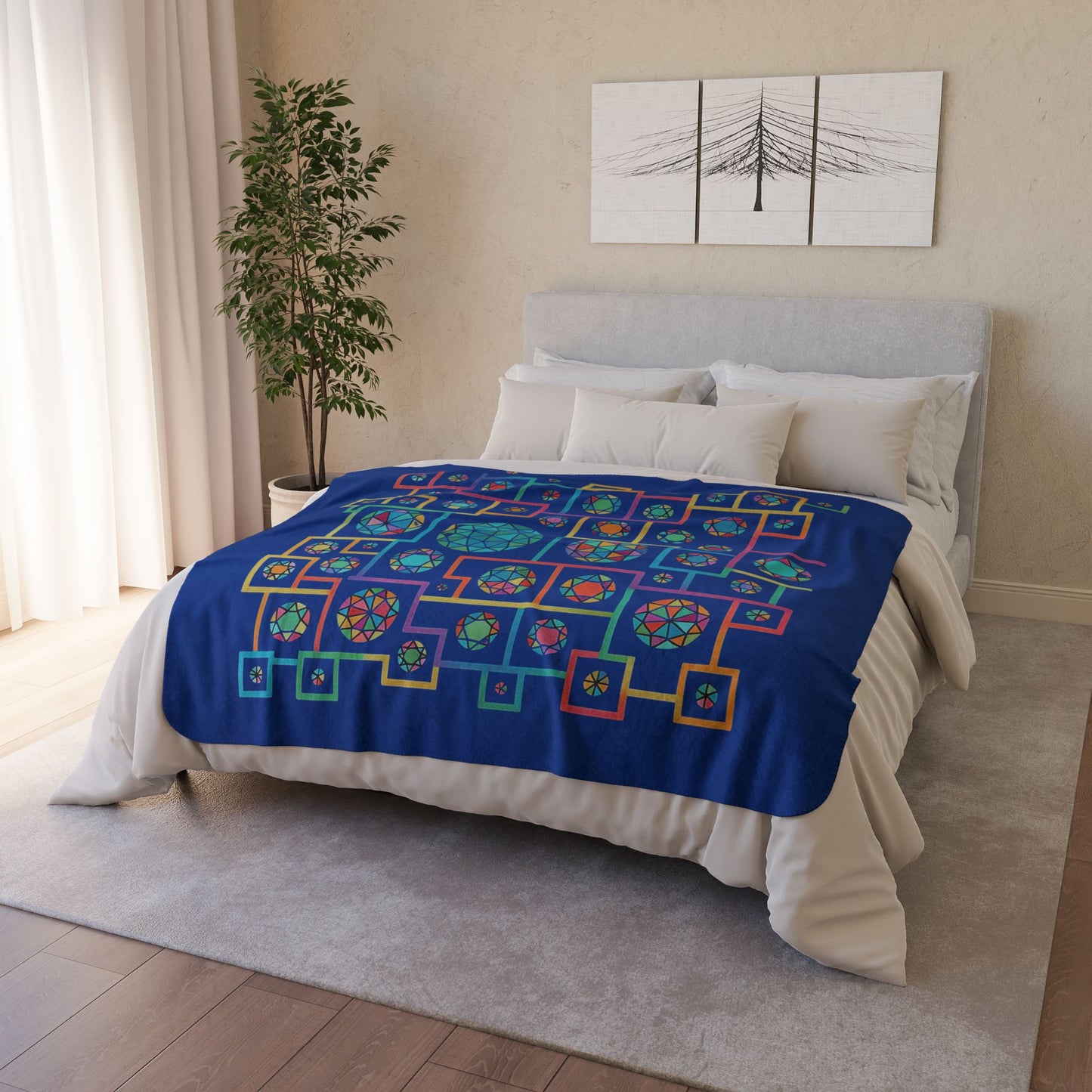 Geometric Boho Heritage Fleece Sherpa Blanket