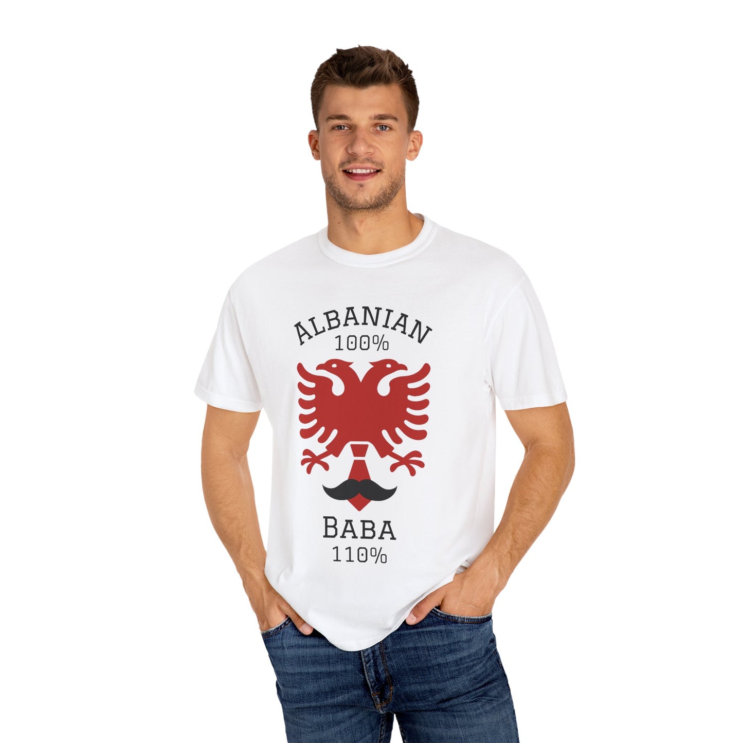 110% Baba - Albanian Dad T-Shirt | Father's Day Gift with Eagle Motif