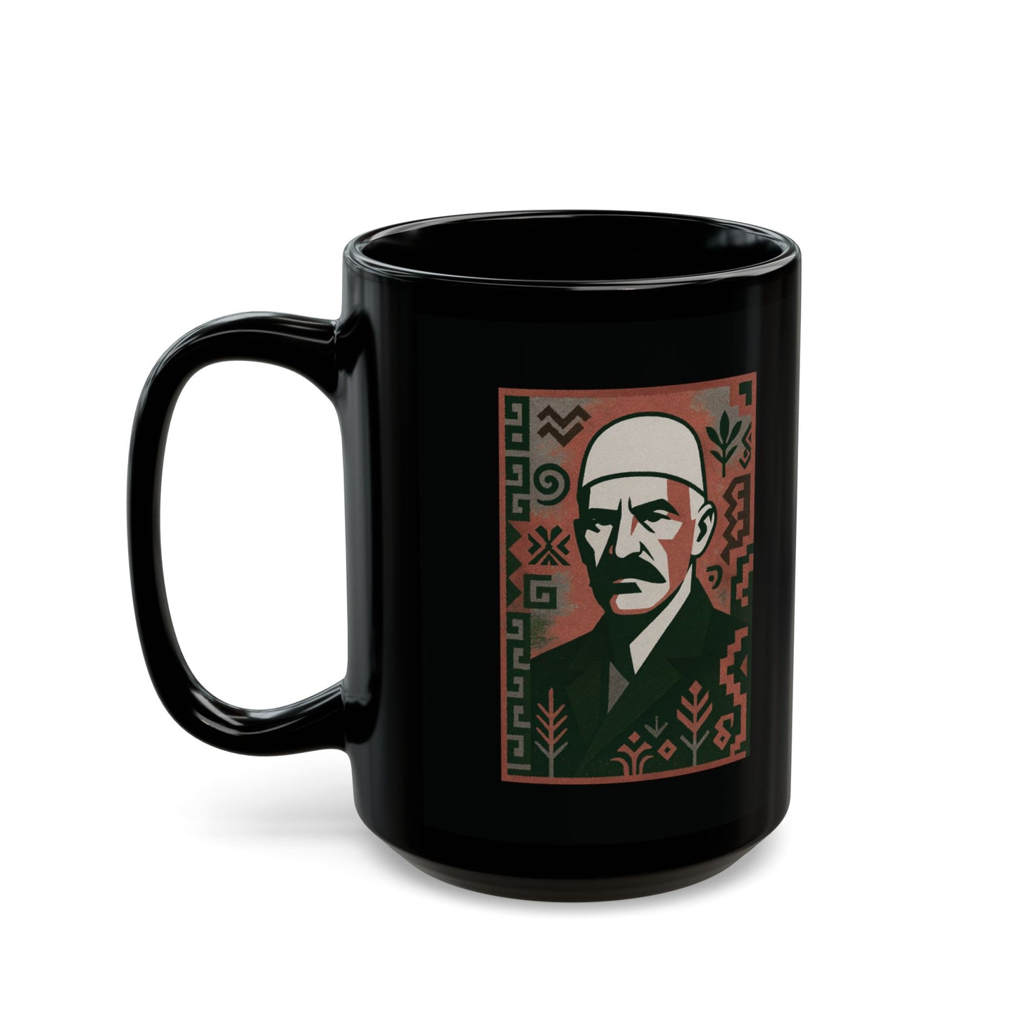 Isa Boletini Patriotic Mug, Albanian Heritage Gift - Black and White