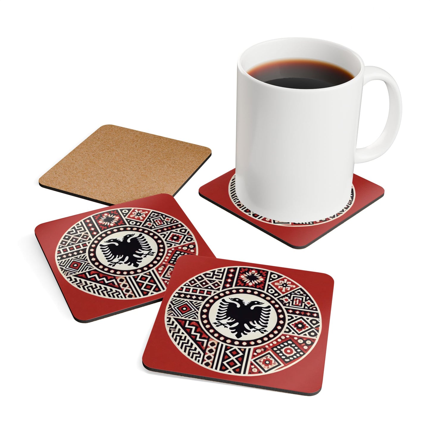 Albanian Folk Art Coaster - Timeless Heritage In Every Sip