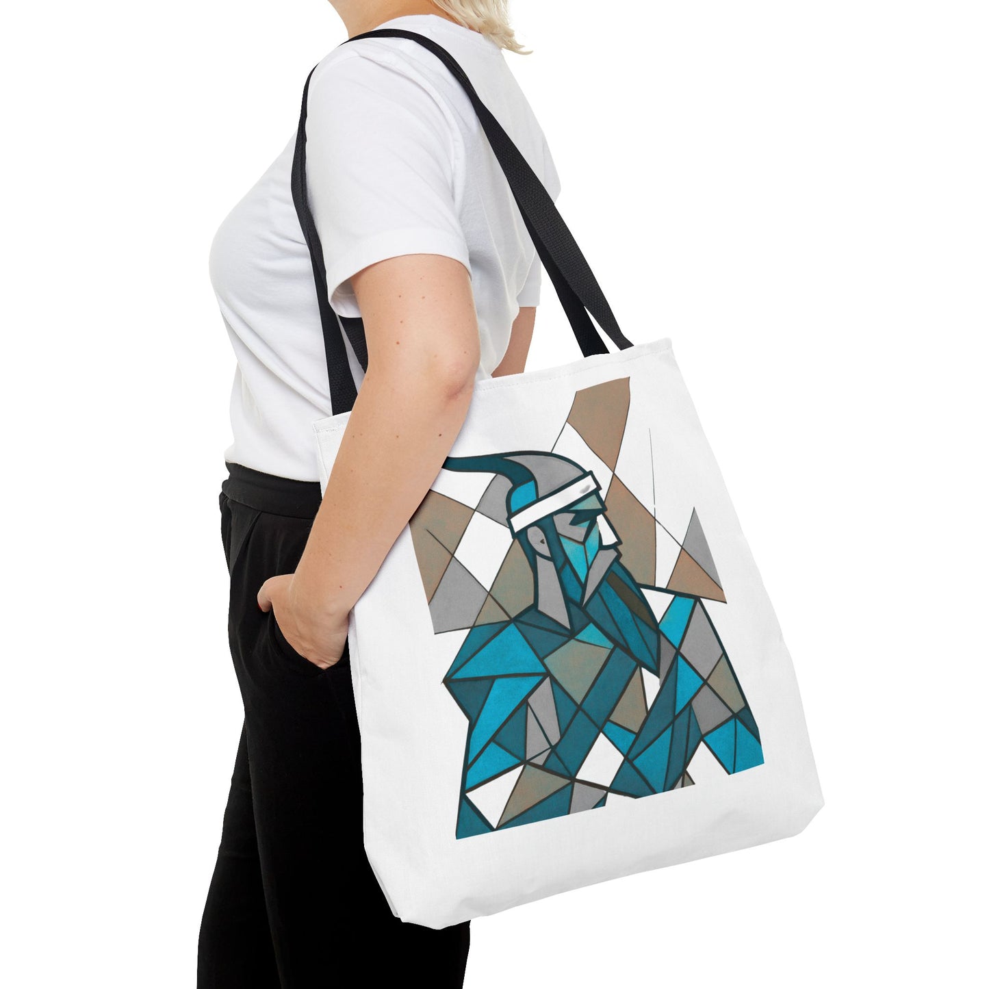 Geometric Warrior Tote Bag | Honoring Albanian Hero - Gjergj Kastrioti Skenderbeu