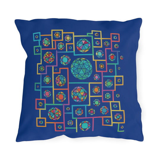 Geometric Heritage Outdoor Pillow - Royal Blue Edition
