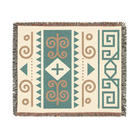 Sage & Sand Tribal Woven Throw Blanket - Illyrian Wave