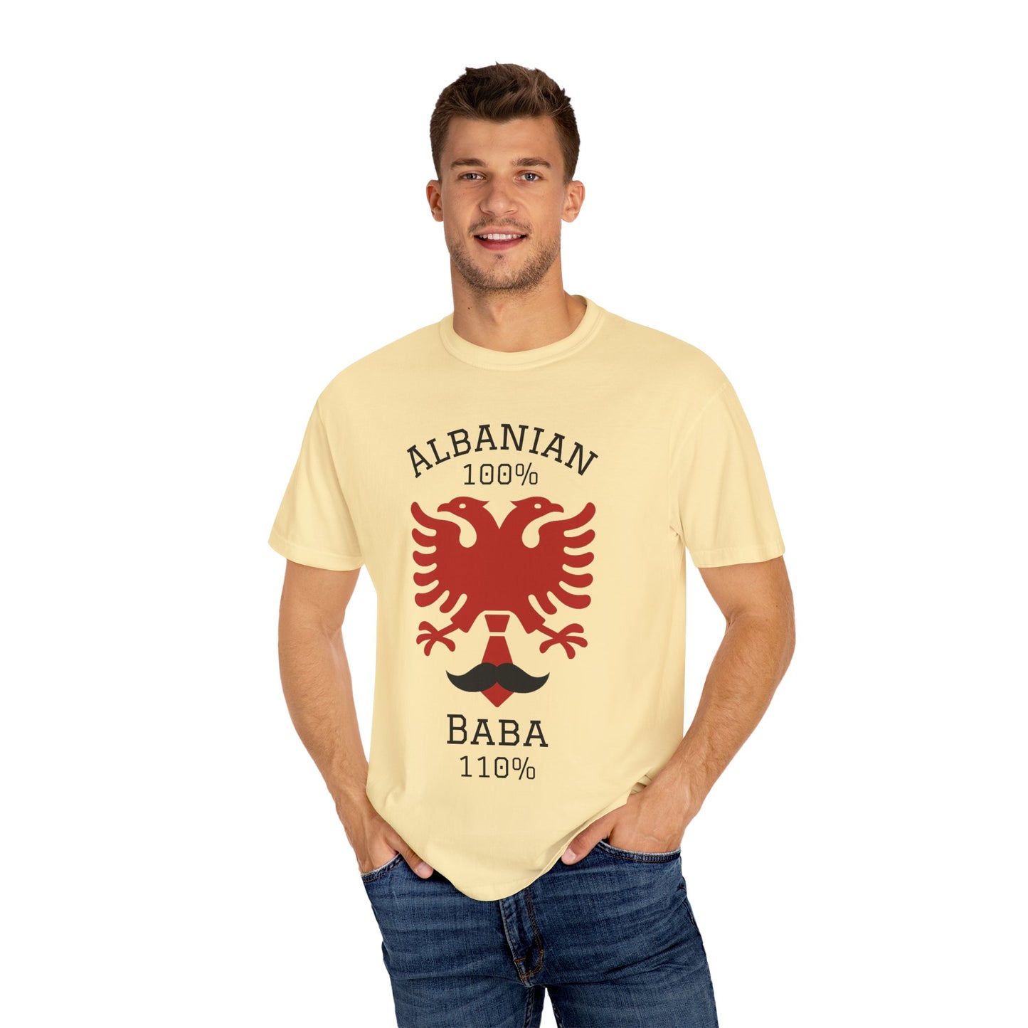 110% Baba - Albanian Dad T-Shirt | Father's Day Gift with Eagle Motif