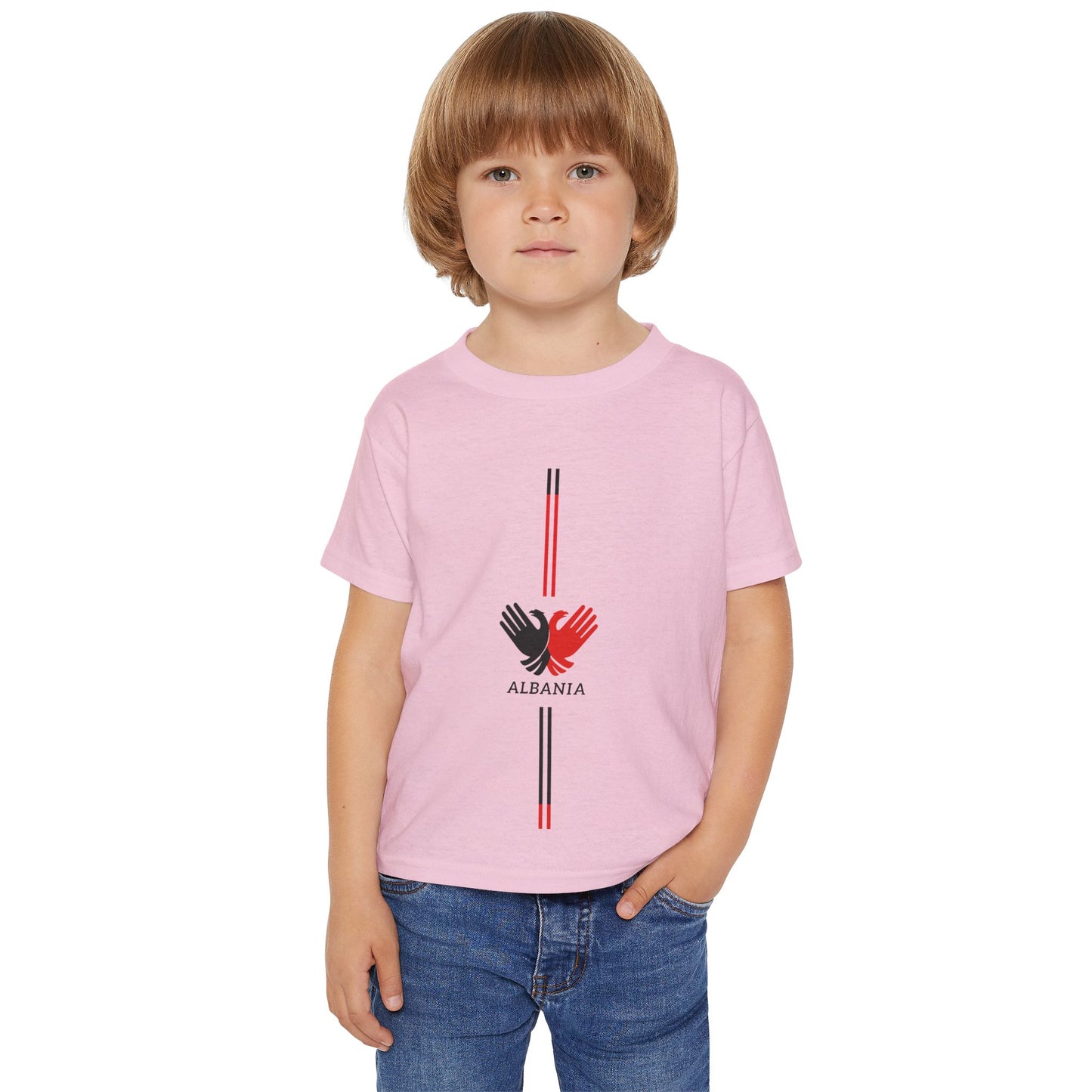 Albanian Toddler T-Shirt - Heavy Cotton Tee with Hand Eagle Design | Heritage Pride for Little Ones