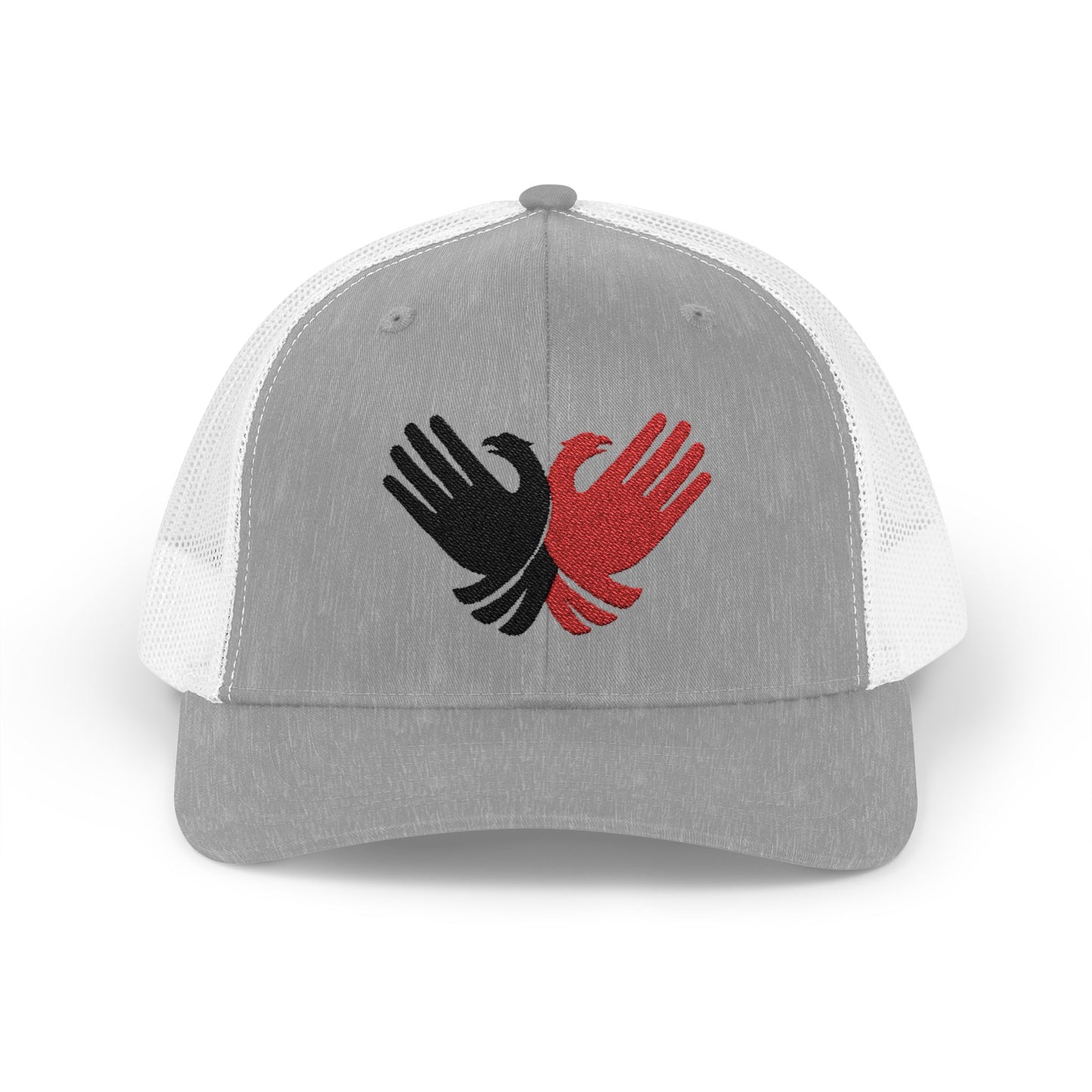 Albanian Pride Trucker Hat - Crossed Hands Double-Headed Eagle Design
