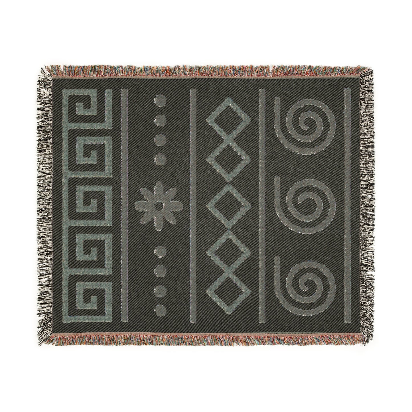 Illyrian Weave - Boho Spiral Harmony Woven Throw Blanket in Taupe & Cream