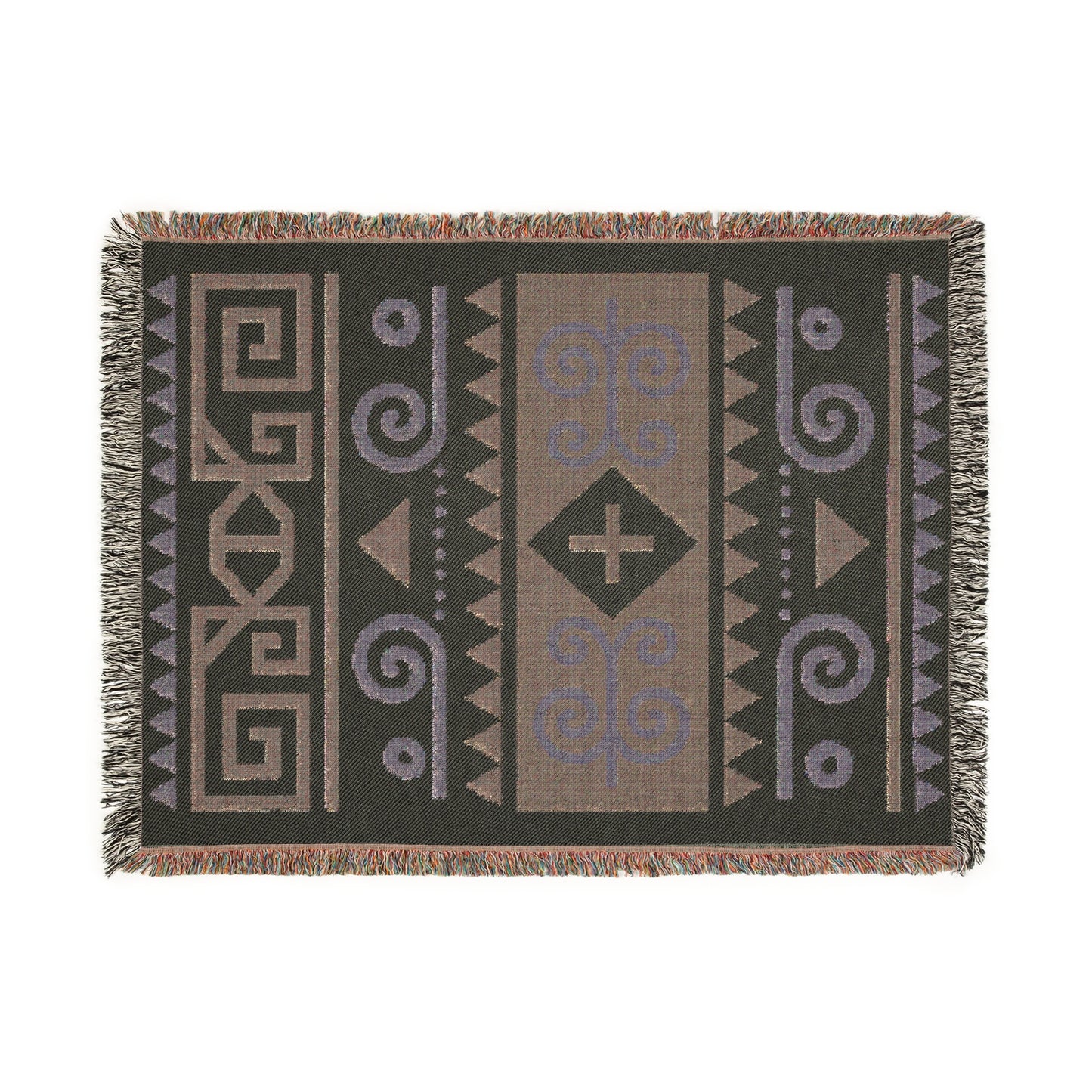 Azure Sky & Sand Tribal Woven Throw Blanket - Illyrian Wave