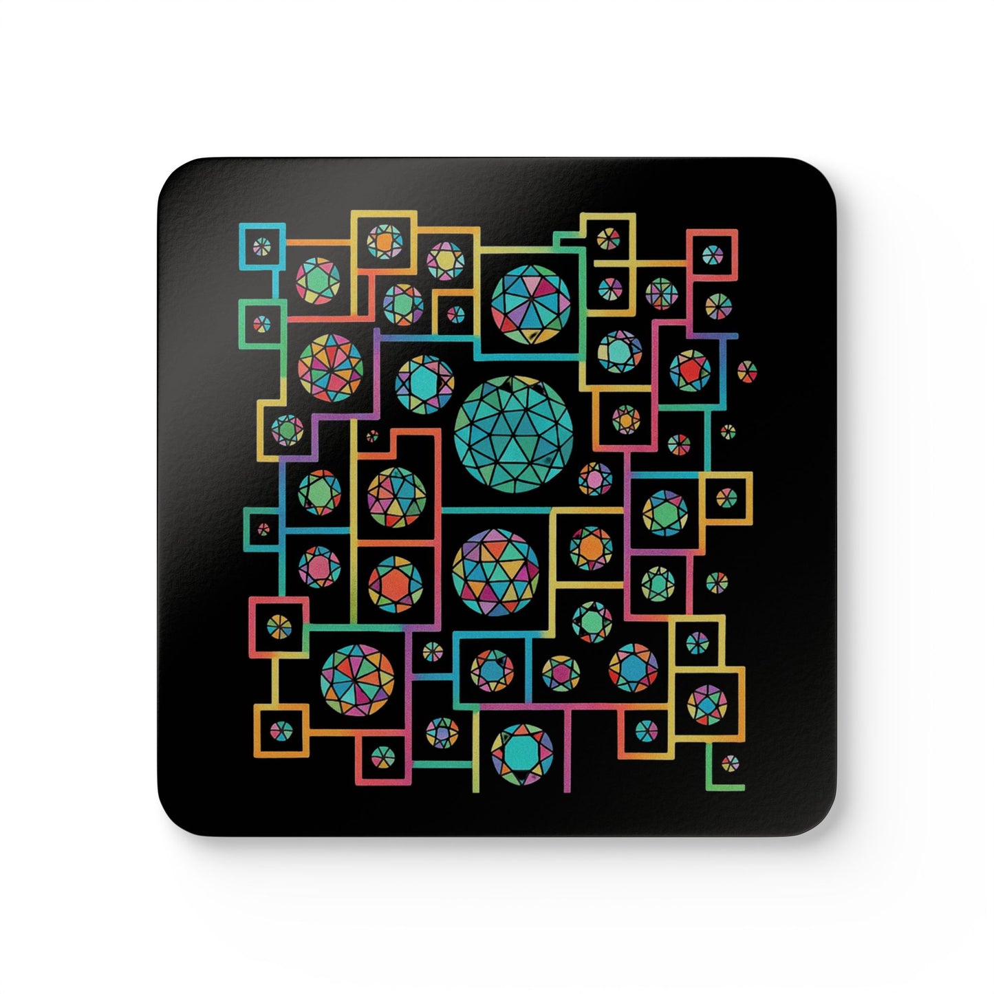 Geometric Heritage Coaster Set, Inspired by Plish-shaped domes of National Library of Kosovo - Black Edition