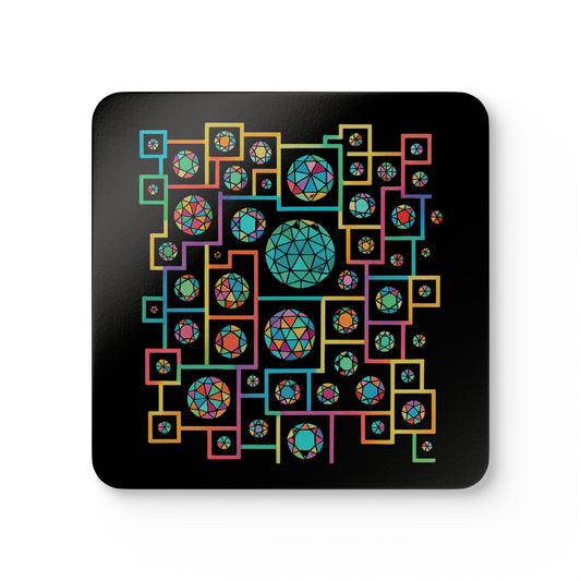 Geometric Heritage Coaster Set, Inspired by Plish-shaped domes of National Library of Kosovo - Black Edition