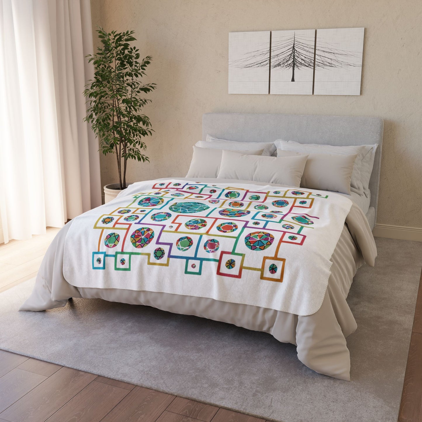 Geometric Boho Heritage Fleece Sherpa Blanket