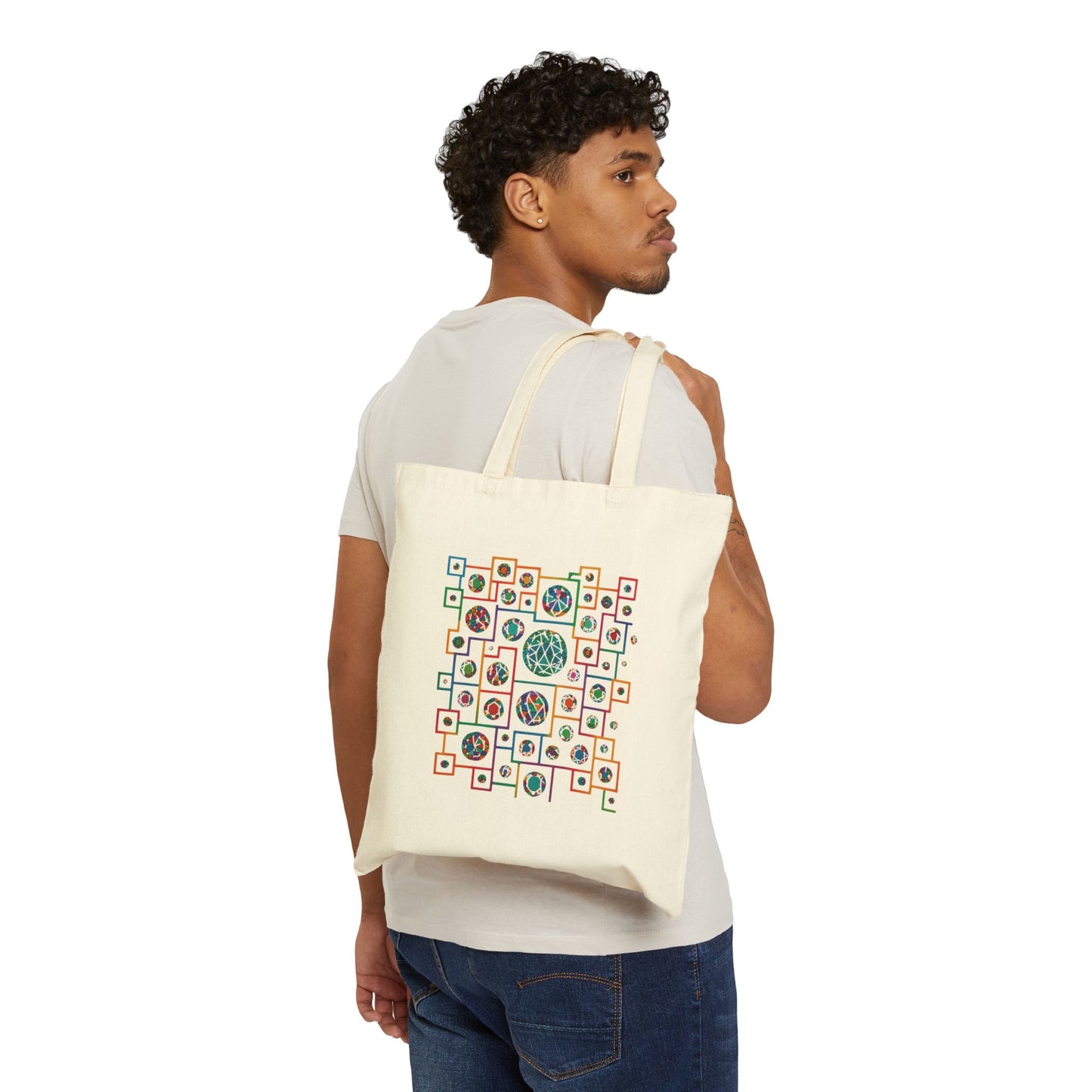 Nature-Inspired Cotton Canvas Tote Bag, Eco-Friendly Shopping Bag