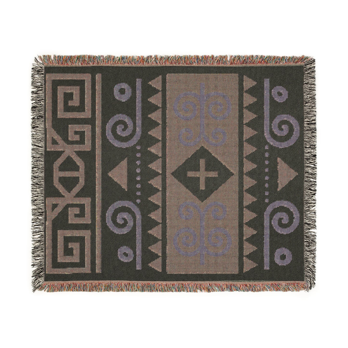 Azure Sky & Sand Tribal Woven Throw Blanket - Illyrian Wave