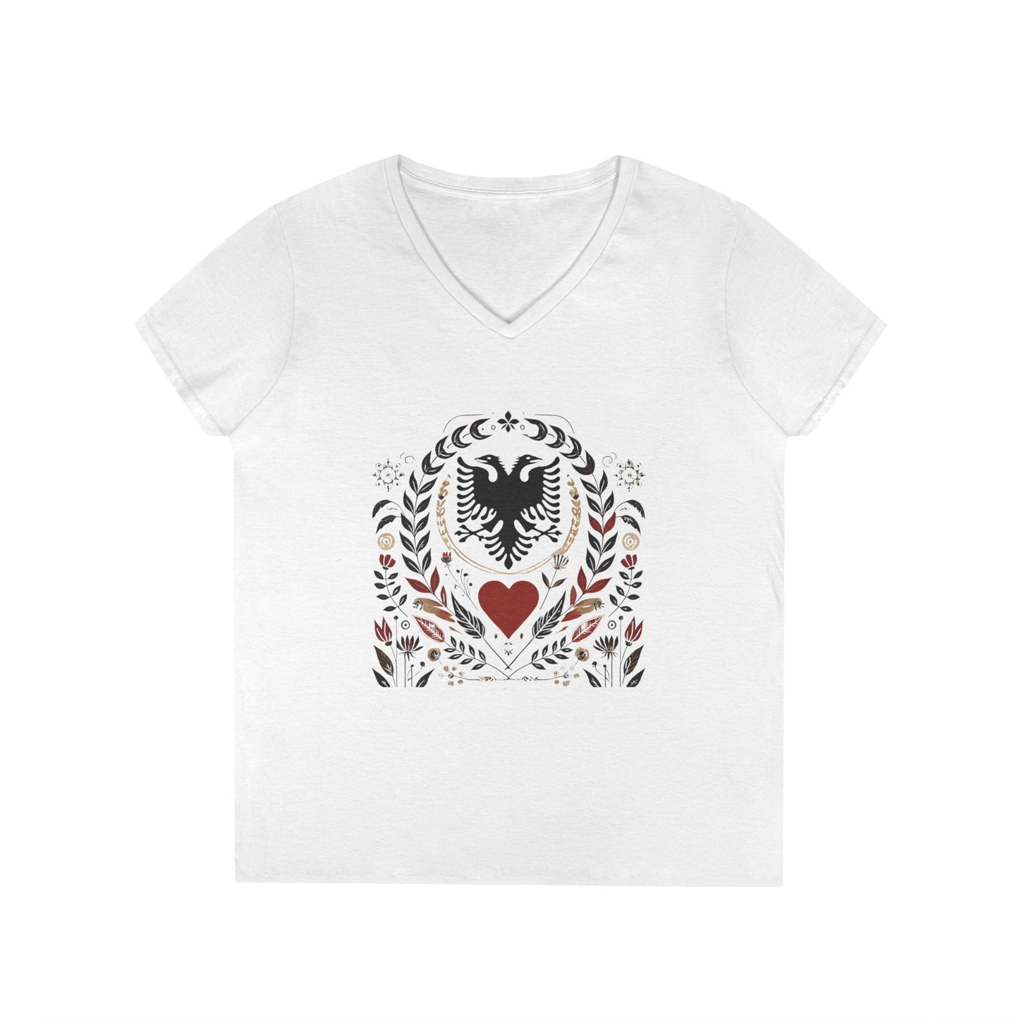Bohemian Eagle Women's V-Neck T-Shirt, Casual Graphic Tee, Summer Tops, Gift for Her, Unique Fashion Statement