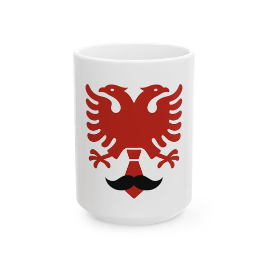 Albanian Dad Mug with Eagle & Mustache - Red Eagle