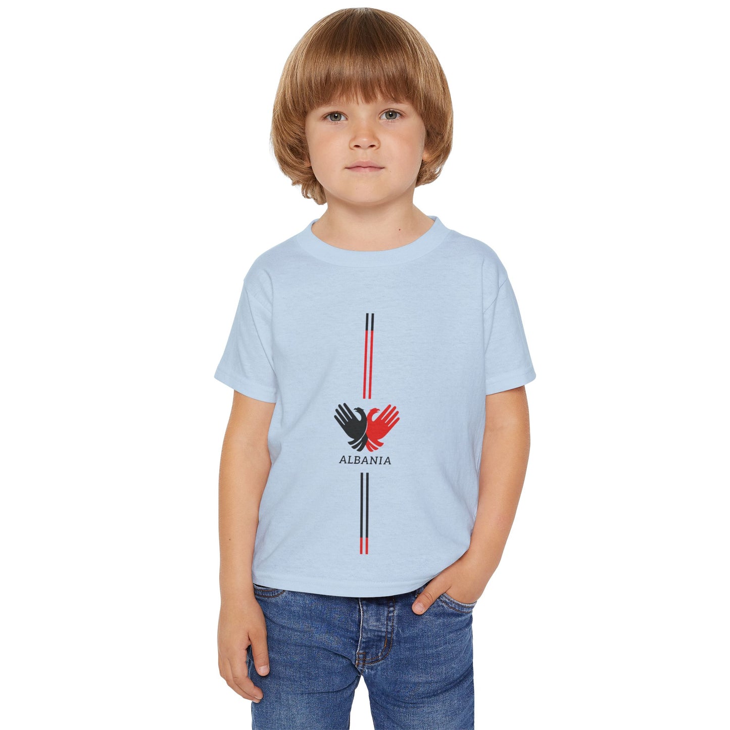 Albanian Toddler T-Shirt - Heavy Cotton Tee with Hand Eagle Design | Heritage Pride for Little Ones