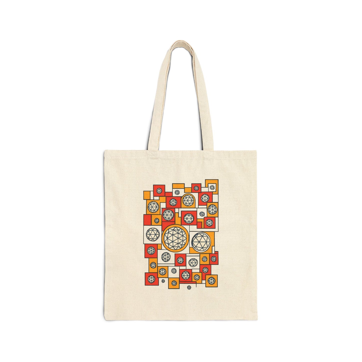 Colorful Geometric Cotton Canvas Tote Bag, Eco-Friendly Shopping Bag