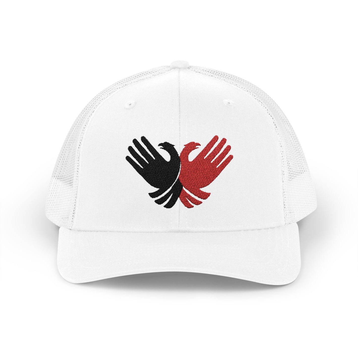 Albanian Pride Trucker Hat - Crossed Hands Double-Headed Eagle Design