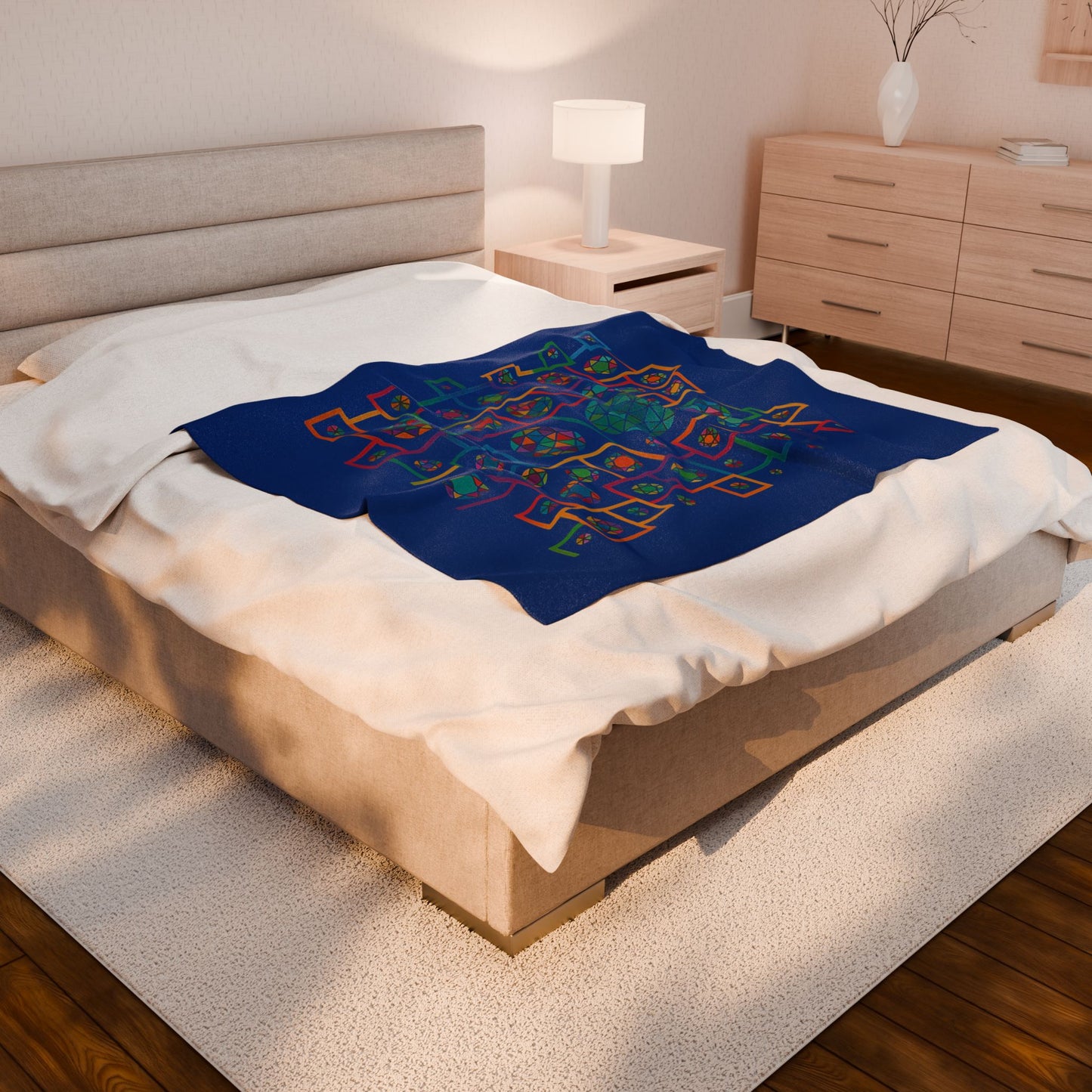 Velveteen Geometric Heritaghe Plush Blanket - inspired by Plis-shaped domes of the National Library of Kosovo