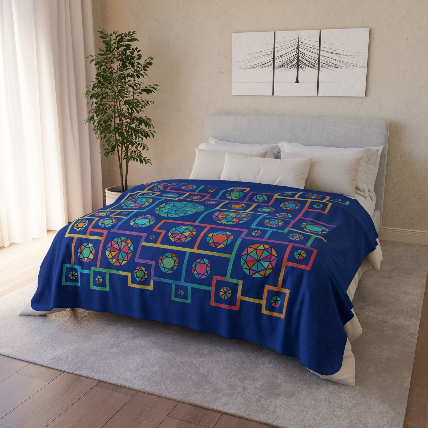 Geometric Boho Heritage Fleece Sherpa Blanket