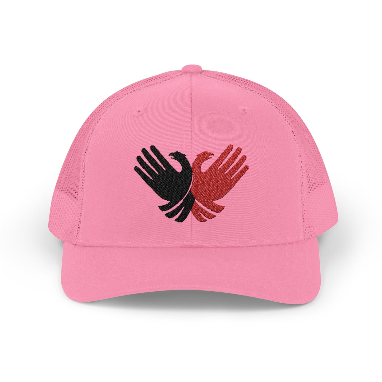Albanian Pride Trucker Hat - Crossed Hands Double-Headed Eagle Design