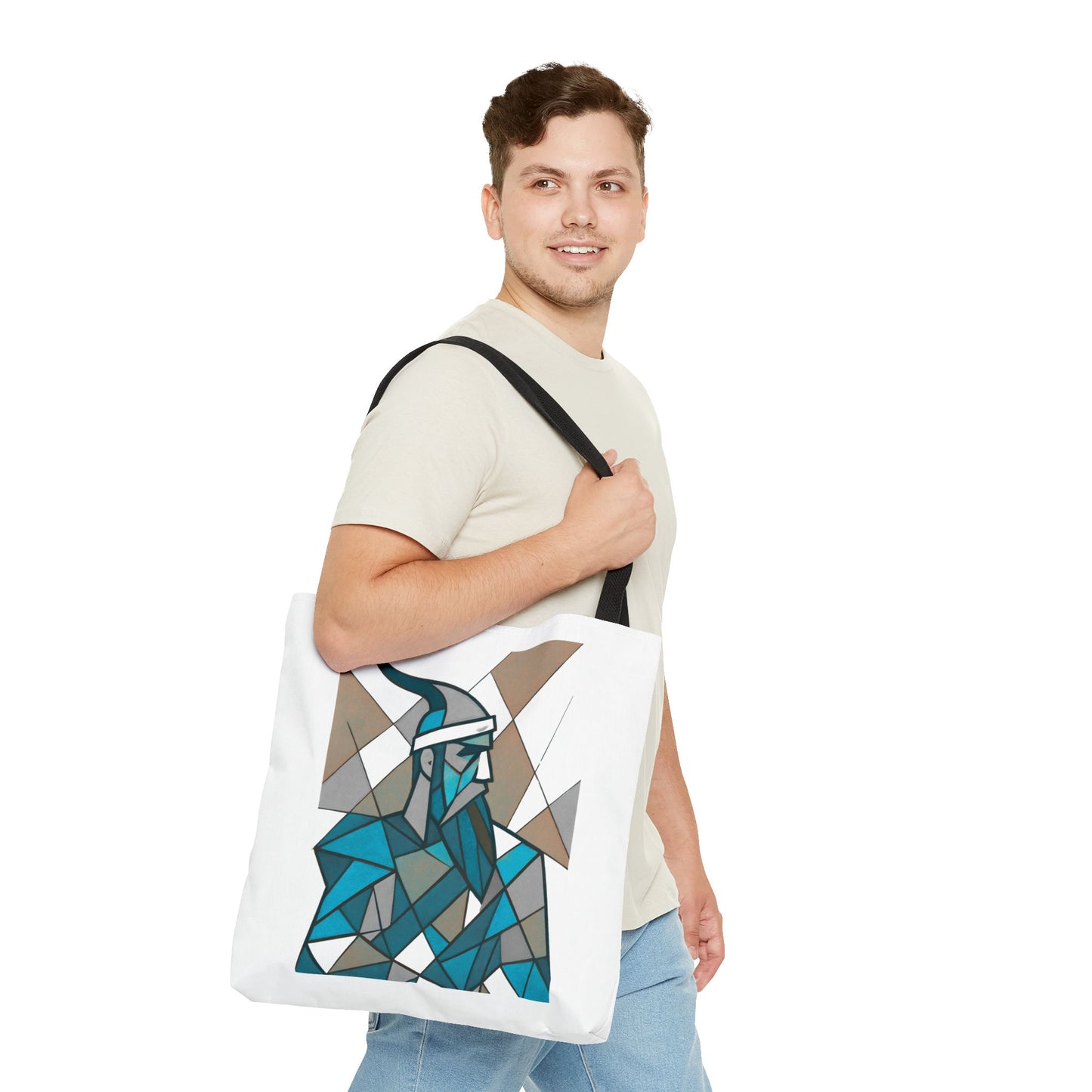 Geometric Warrior Tote Bag | Honoring Albanian Hero - Gjergj Kastrioti Skenderbeu