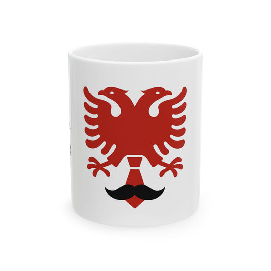 Albanian Dad Mug with Eagle & Mustache - Red Eagle