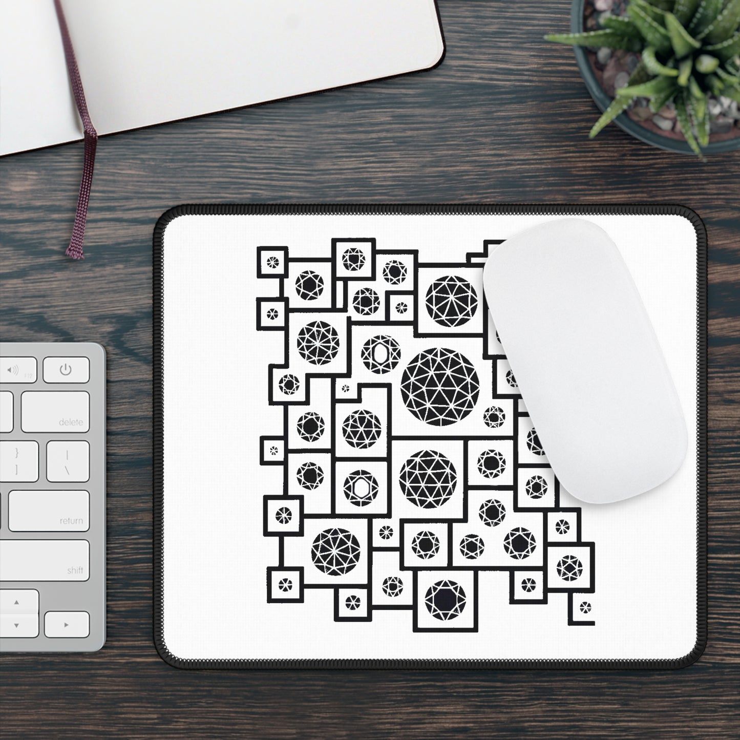 Geometric Heritage Mouse Pad -Black and White Edition