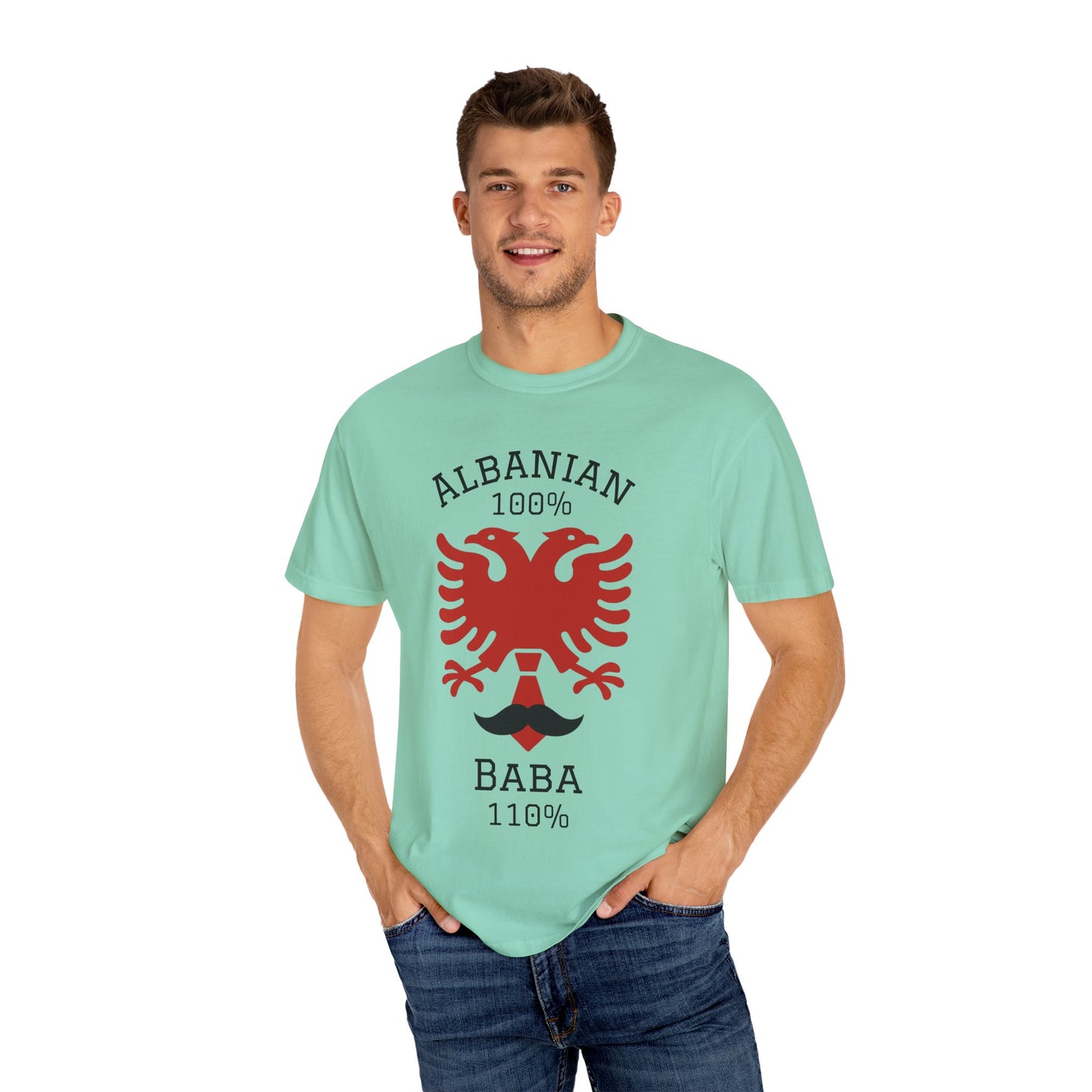110% Baba - Albanian Dad T-Shirt | Father's Day Gift with Eagle Motif