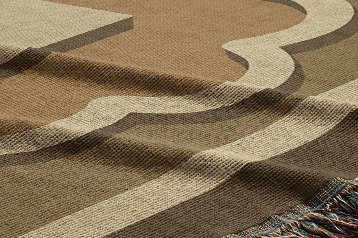 Ancient Ulpiana Woven Throw Blanket – Earth Tone Minimalist Boho Design