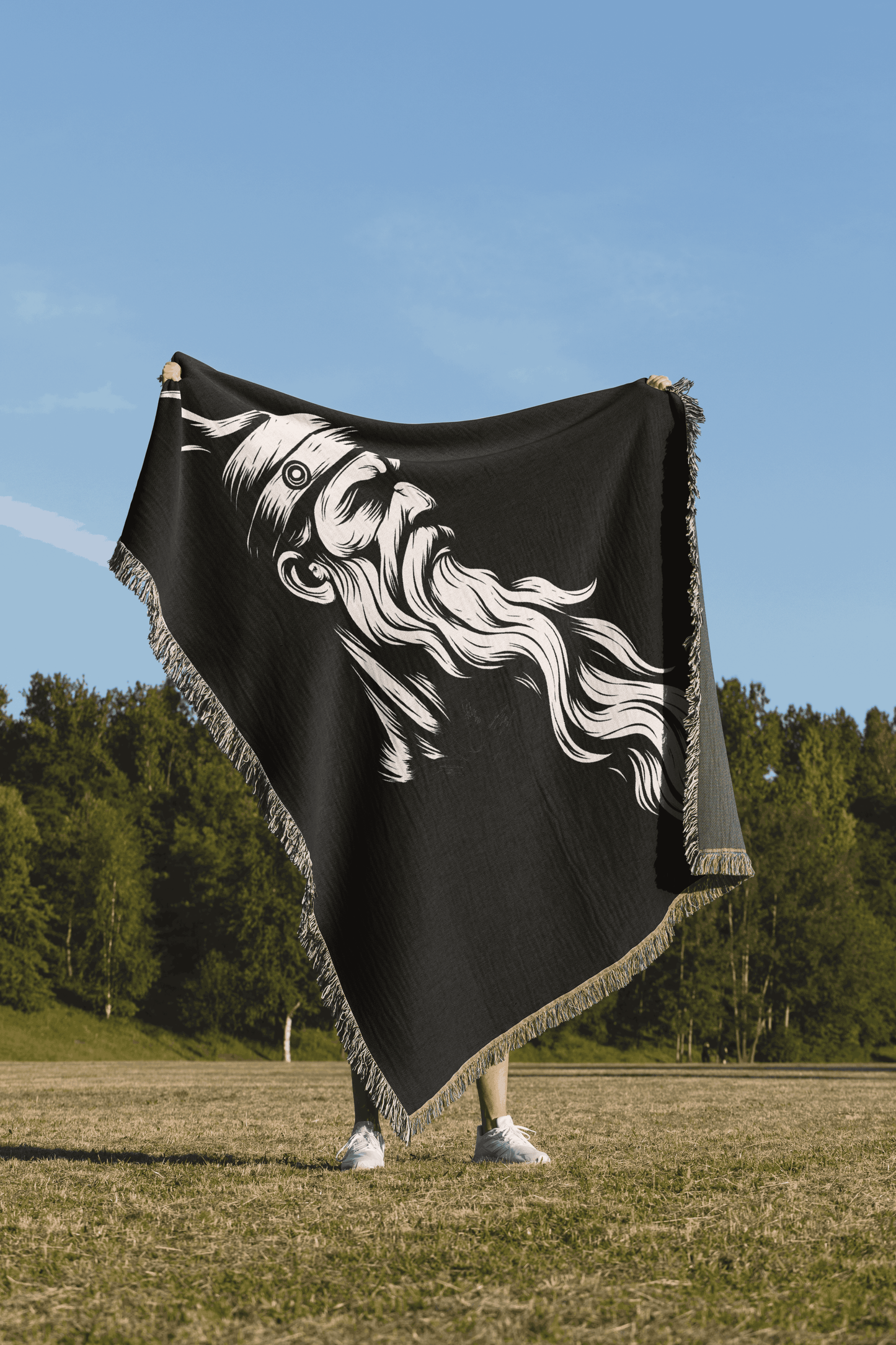 Gjergj Kastrioti Skënderbeu Woven Throw Blanket – Boho Heritage Design