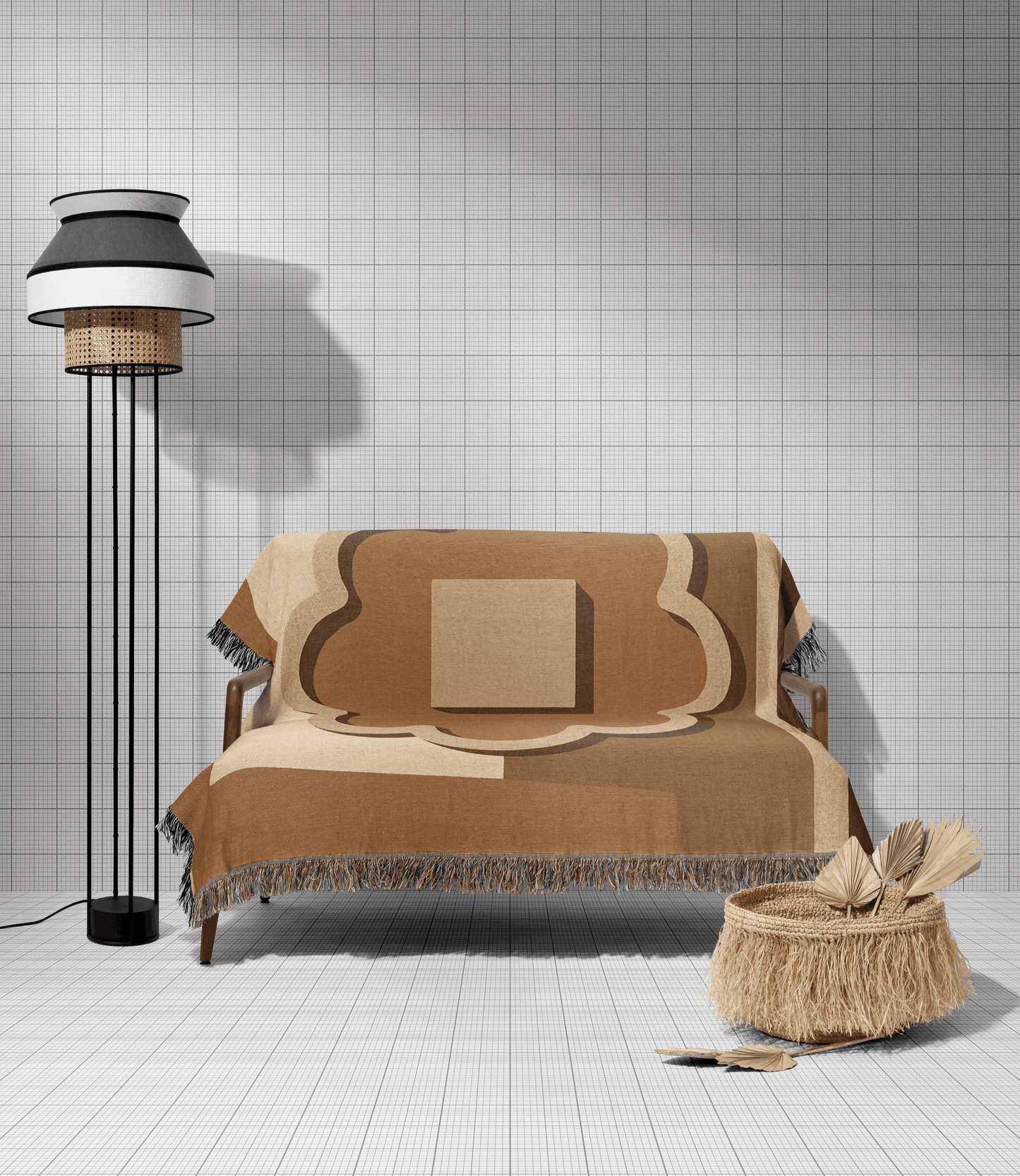 Ancient Ulpiana Woven Throw Blanket – Earth Tone Minimalist Boho Design