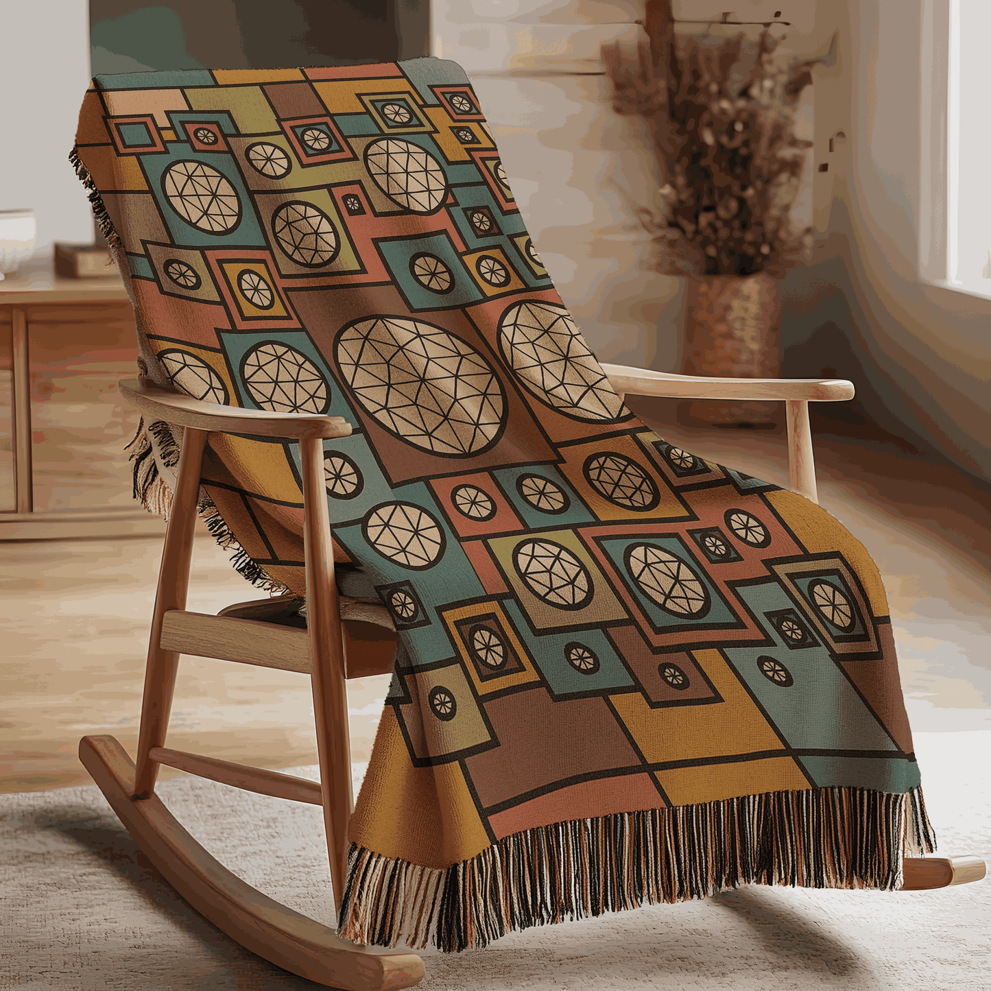 Geometric Heritage Woven Throw Blanket  - Playful