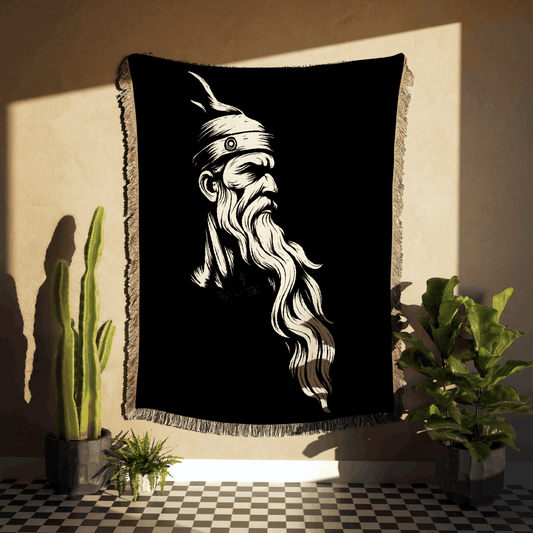 Gjergj Kastrioti Skënderbeu Woven Throw Blanket – Boho Heritage Design